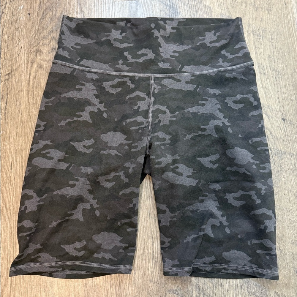 Camo Print High-Waisted Biker Shorts